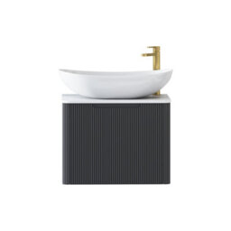 Royal Bathrooms Avenza 600mm Matt Obsidian Black Wall Hung Bathroom Countertop Vanity Unit 1 Drawer With Cesar Basin - thumbnail 6