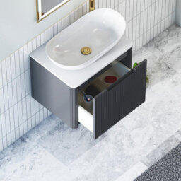 Royal Bathrooms Avenza 600mm Matt Obsidian Black Wall Hung Bathroom Countertop Vanity Unit 1 Drawer With Cesar Basin - thumbnail 5