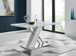 Furniturebox Uk Sorrento White High Gloss And Chrome Dining Table And 6 Black Willow Dining Chairs - thumbnail 3