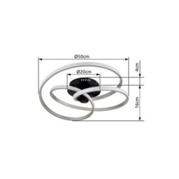 Luminosa Lighting Luminosa Glyxar Silver Integrated Led Semi Flush Ceiling Light Matt Black Led 3000K - thumbnail 7