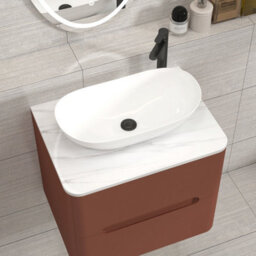 Royal Bathrooms Venice 600mm Terracotta Clay Wall Mounted Bathroom Countertop Vanity Unit 2 Drawer With Cesar Basin - thumbnail 6