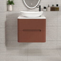 Royal Bathrooms Venice 600mm Terracotta Clay Wall Mounted Bathroom Countertop Vanity Unit 2 Drawer With Cesar Basin - thumbnail 1