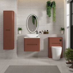 Royal Bathrooms Venice 600mm Terracotta Clay Wall Mounted Bathroom Countertop Vanity Unit 2 Drawer With Cesar Basin - thumbnail 4