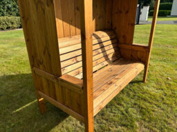 Charles Taylor Imperial Wooden Arbour 3 Seater Bench Seat Chair Green Cushions - thumbnail 5