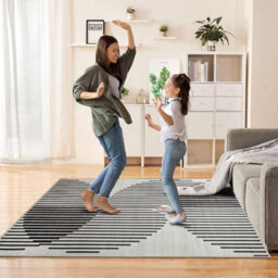 Ameha Printed Rug Modern Living Room Bedroom Area Carpets Stylish Abstract Lines Or Optical Wave Pattern Rugs 120X170 Cm - thumbnail 4