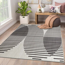 Ameha Printed Rug Modern Living Room Bedroom Area Carpets Stylish Abstract Lines Or Optical Wave Pattern Rugs 120X170 Cm - thumbnail 9