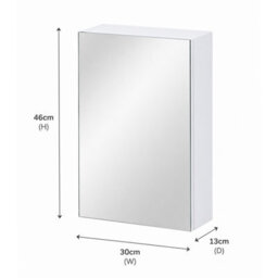 Showerdrape Serrano Gloss White Wall Bathroom Mirror Cabinet - thumbnail 2