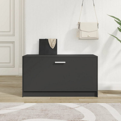 Vidaxl Shoe Bench Black 80X24X45 Cm Engineered Wood - image 1