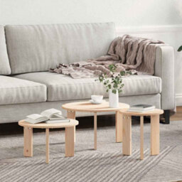 Berkfield Coffee Table 3 Pcs Natural Solid Pine Wood