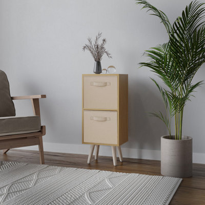 Urbn-Living Urbnliving 54Cm Height Beech Wooden 2 Tier Storage Bookcase Pine Legs Bedroom Beige Inserts - image 1