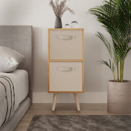 Urbn-Living Urbnliving 54Cm Height Beech Wooden 2 Tier Storage Bookcase Pine Legs Bedroom Beige Inserts - thumbnail 2