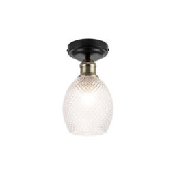 Cosylyte Auburn Bathroom Classic Faceted Glass Ceiling Flush Light - Matt Black - thumbnail 3