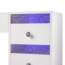 Fenchilin 9-Drawer Vanity Dressing Table With Rgb Led Lights 130X55X81Cm White Makeup Desk - thumbnail 9