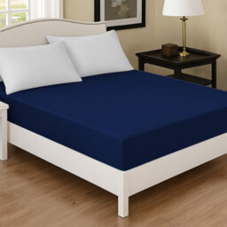 Ameha Plain Microfiber Fitted Sheet 25Cm Deep Pocket- Hypoallergenic Easy Care Navy Fitted Sheets Super King Bedsheet (180X200Cm) - thumbnail 8