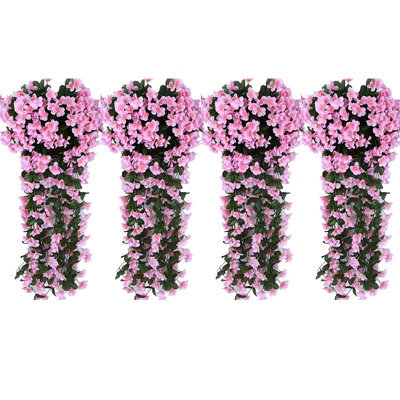 8 Pack Decorative Artificial Flowers: Vines, Hydrangeas For Hanging On The Wall, Roses - image 1