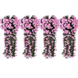 8 Pack Decorative Artificial Flowers: Vines, Hydrangeas For Hanging On The Wall, Roses - thumbnail 1