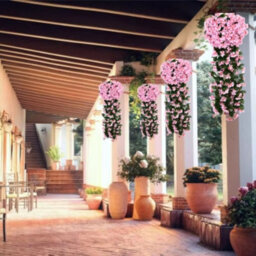 8 Pack Decorative Artificial Flowers: Vines, Hydrangeas For Hanging On The Wall, Roses - thumbnail 7