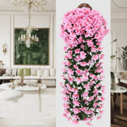 8 Pack Decorative Artificial Flowers: Vines, Hydrangeas For Hanging On The Wall, Roses - thumbnail 5