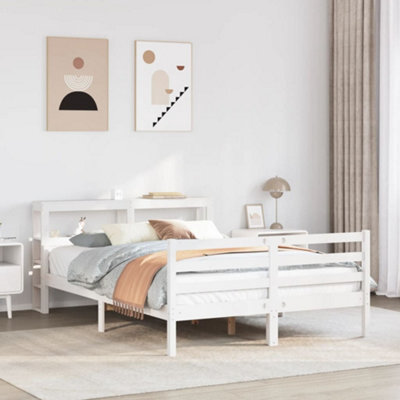 Berkfield Bed Frame With Headboard Without Mattress White 150X200 Cm King Size - image 1