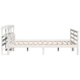 Berkfield Bed Frame With Headboard Without Mattress White 150X200 Cm King Size - thumbnail 5