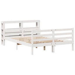 Berkfield Bed Frame With Headboard Without Mattress White 150X200 Cm King Size - thumbnail 3