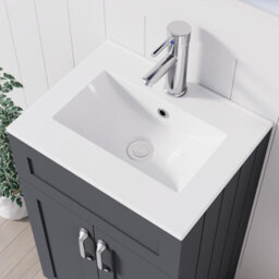 Belofay 500mm Bathroom Vanity Units With Basin With White Ceramic Bathroom Sink Soft Close Hinges & 1 Tap Hole (Crawley Grey) - thumbnail 4