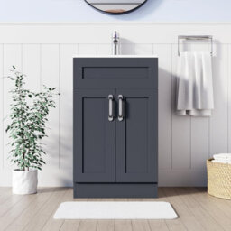 Belofay 500mm Bathroom Vanity Units With Basin With White Ceramic Bathroom Sink Soft Close Hinges & 1 Tap Hole (Crawley Grey) - thumbnail 2