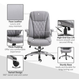 Vinsetto High Back Executive Office Chair Home Swivel Grey - thumbnail 7