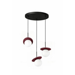 Luminosa Lighting Luminosa Aura Cluster Pendant Ceiling Light Black, Burgundy White Glass Shade 3X E27 - thumbnail 1