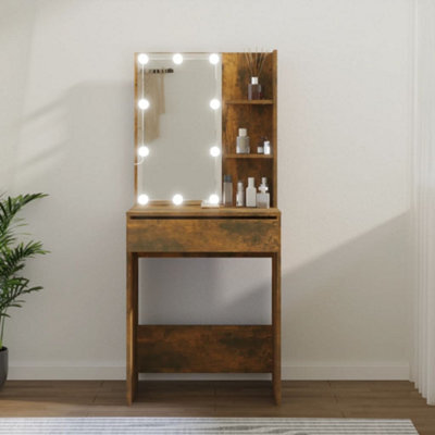 Walplus Dressing Table With Led Smoked Oak 60X40X140 Cm - image 1
