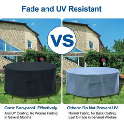 (Black 244X59) Waterproof Garden Furniture Cover, Round Table Outdoor Cover - thumbnail 3