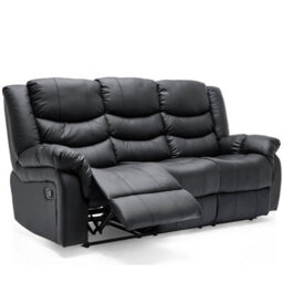 More4Homes Seattle Manual Recliner Bonded Leather 1+3 Seater Sofa Set (Black) - thumbnail 3