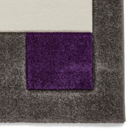 Grey Purple Modern Easy To Clean Bordered Chequered Geometric Rug For Dining Room-120Cm X 170Cm - thumbnail 5