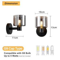 Harper Living Modern Wall Light, Indoor Wall Lamp With Matt Black Finish & Smoked Glass Shade, Wall Sconce Lights - thumbnail 3