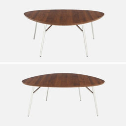 Sweeek - Oval Coffee Table Chrome Legs And Walnut Effect Top Ezia 100X95X35.5 Cm - thumbnail 3