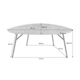 Sweeek - Oval Coffee Table Chrome Legs And Walnut Effect Top Ezia 100X95X35.5 Cm - thumbnail 5