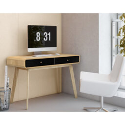 Dorel Cassie 2 Drawer Desk In Oak Look Black - thumbnail 3
