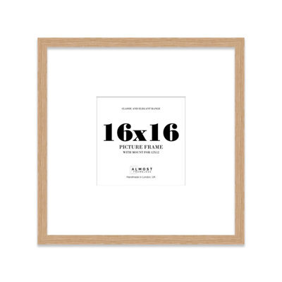 "16X16"" Oak Picture Frame - 16X16"" Square Frame With 12X12"" Mount For 16X16""/12X12"" Pictures Vintage Style Photo Display, 1 Pack" - image 1