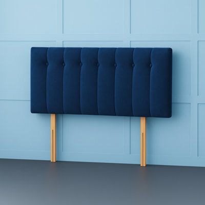 Comfy Deluxe 3Ft Single Florence Blue Plush Velvet 20Inch Headboard