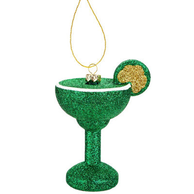 Green Glitter Cocktail Decoration Hand Painted Hanging Christmas - image 1