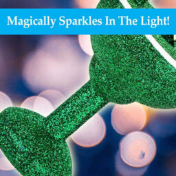 Green Glitter Cocktail Decoration Hand Painted Hanging Christmas - thumbnail 5