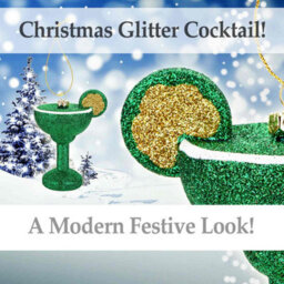 Green Glitter Cocktail Decoration Hand Painted Hanging Christmas - thumbnail 3