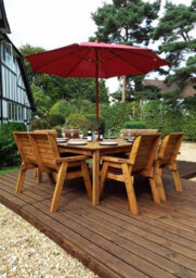 Charles Taylor Trading Eight Seater Square Table Set With Cushions - W250 X D250 X H98 - Fully Assembled - Burgundy - thumbnail 1