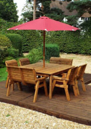 Charles Taylor Trading Eight Seater Square Table Set With Cushions - W250 X D250 X H98 - Fully Assembled - Burgundy - thumbnail 3