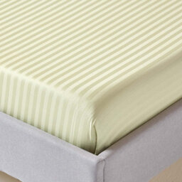 Homescapes Sage Green Egyptian Cotton Satin Stripe Flat Sheet 330 Tc, Double - thumbnail 2