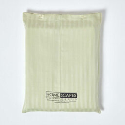 Homescapes Sage Green Egyptian Cotton Satin Stripe Flat Sheet 330 Tc, Double - thumbnail 5