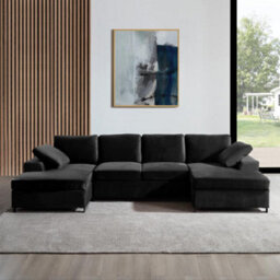 Home Detail Daniel Large U-Shaped Sofa, Black Velvet - thumbnail 2