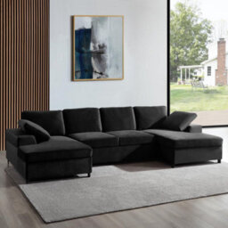 Home Detail Daniel Large U-Shaped Sofa, Black Velvet - thumbnail 1