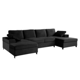 Home Detail Daniel Large U-Shaped Sofa, Black Velvet - thumbnail 3