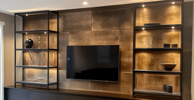 Plug & Play 12 Light Media Wall Led Lighting Kit Wifi & Remote Dimmer Controlled 3000K Warm White Satin Chrome - image 1